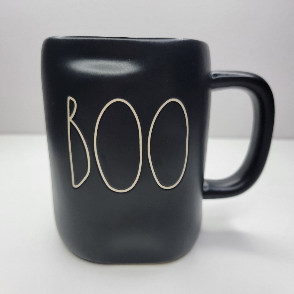 Rae Dunn Matte Black BOO Halloween Mug NWT